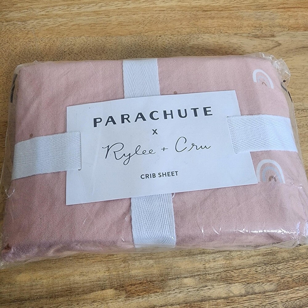 Parachute X Rylee + Cru Fitted Crib Sheet Percale Rose Rainbow Pink Cotton New